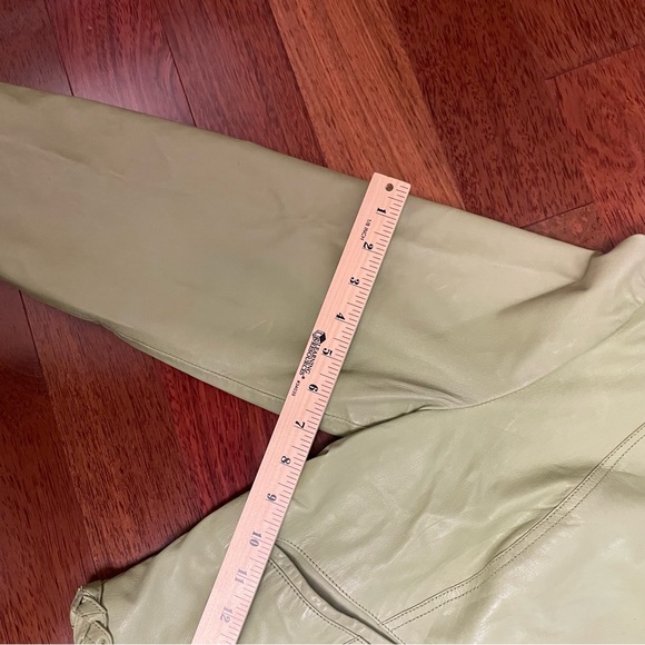 Green Leather Jacket with Modern Sporty Aesthetic - Picture 7 of 10